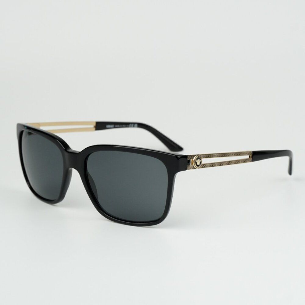 New Versace Ve4307 Gb1/87 Black Grey Square Unisex Sunglasses Ve 4307